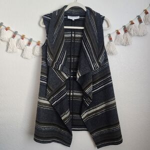 Cupcakes & Cashmere Wool Blend Plaid Drapped Open Front Cardigan Vest Boho XS